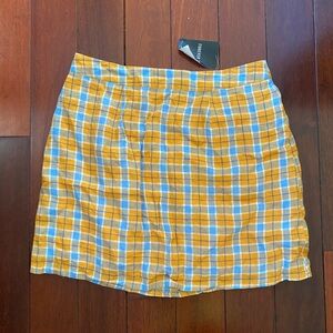 Forever 21 Orange and Blue Plaid Mini Skirt